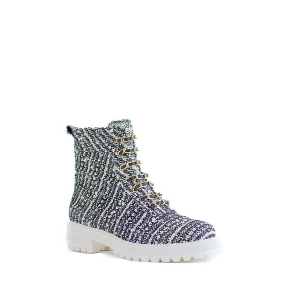 Cecelia New York Chance Hiker Boots -Pearl Black Tweed - Picture 2 of 8